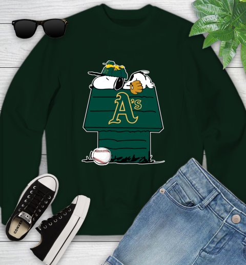 MLB Oakland Athletics Snoopy Woodstock The Peanuts Movie Baseball T Shirt Youth Sweatshirt 10