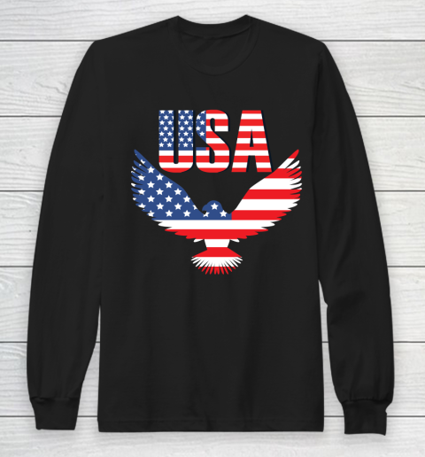Independence Day 4th Of July USA Eagle Heart American Patriot Armed Forces Memorial Day Long Sleeve T-Shirt
