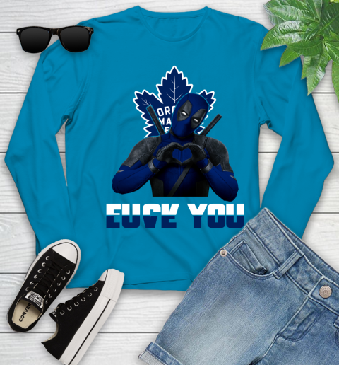 NHL Toronto Maple Leafs Deadpool Love You Fuck You Hockey Sports Youth Long Sleeve 8