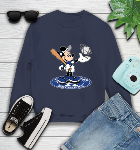 MLB Baseball Los Angeles Dodgers Cheerful Mickey Disney Shirt Sweatshirt 3