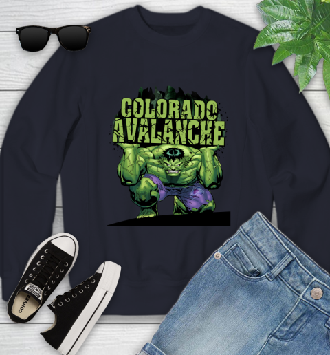 Colorado Avalanche NHL Hockey Incredible Hulk Marvel Avengers Sports Youth Sweatshirt 3