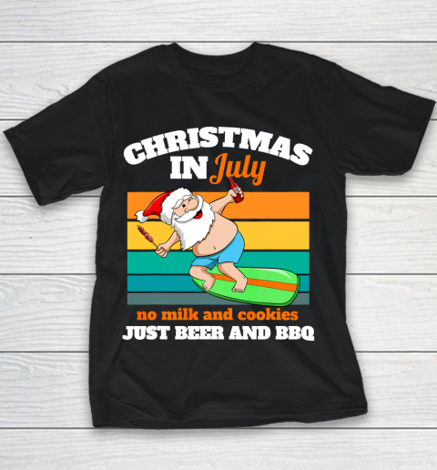 Surfer Santa Beer And BBQ Xmas Party Beach Christmas In July Youth T-Shirt