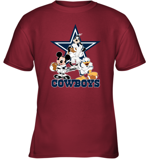 Mickey Donald Goofy The Three Dallas Cowboys Football Youth T-Shirt