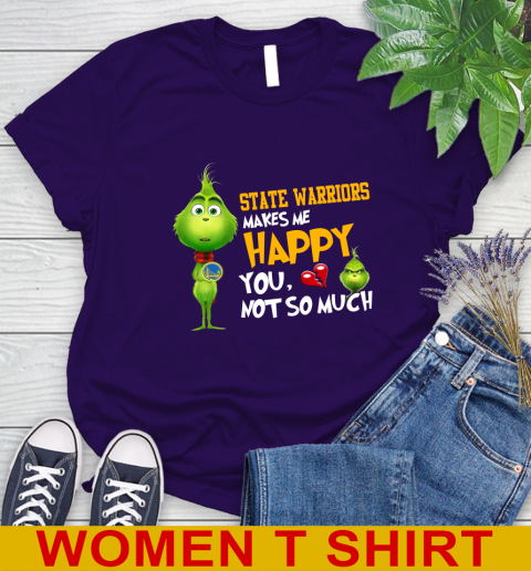 NBA Golden State Warriors Makes Me Happy You Not So Much Grinch Basketball Sports Women's T-Shirt 4