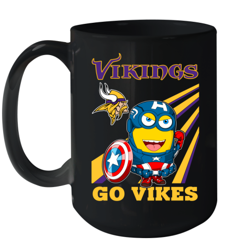 NFL Football Minnesota Vikings Captain America Marvel Avengers Minion Shirt Ceramic Mug 15oz