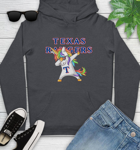 Texas Rangers MLB Baseball Funny Unicorn Dabbing Sports Youth Hoodie 8