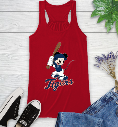 MLB Baseball Detroit Tigers Cheerful Mickey Mouse Shirt Racerback Tank 6