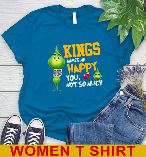 NBA Sacramento Kings Makes Me Happy You Not So Much Grinch Basketball Sports Women's T-Shirt 8