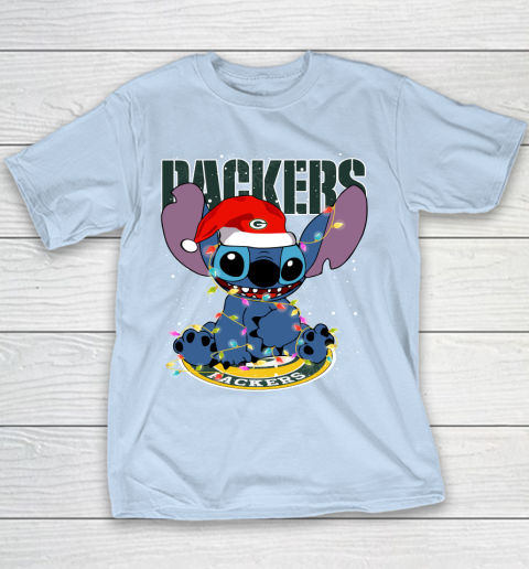 Green Bay Packers NFL Football noel stitch Christmas Youth T-Shirt 4