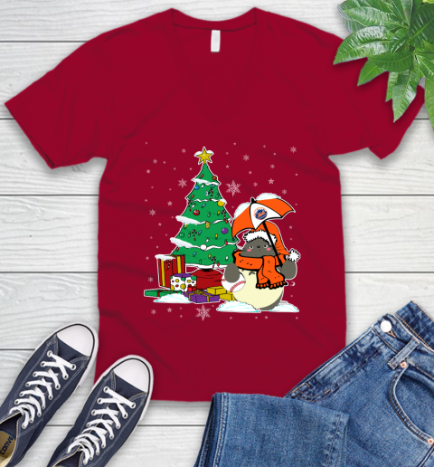 New York Mets MLB Baseball Cute Tonari No Totoro Christmas Sports V-Neck T-Shirt 7