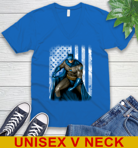 Detroit Lions NFL Football Batman DC American Flag Shirt V-Neck T-Shirt - Image 6