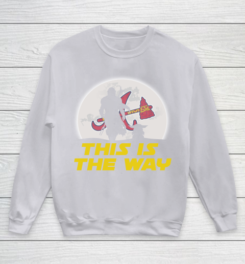 Atlanta Braves MLB Baseball Star Wars Yoda And Mandalorian This Is The Way Youth Sweatshirt 3