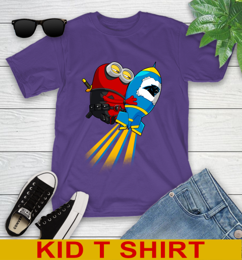 NFL Football Carolina Panthers Deadpool Minion Marvel Shirt Youth T-Shirt 3