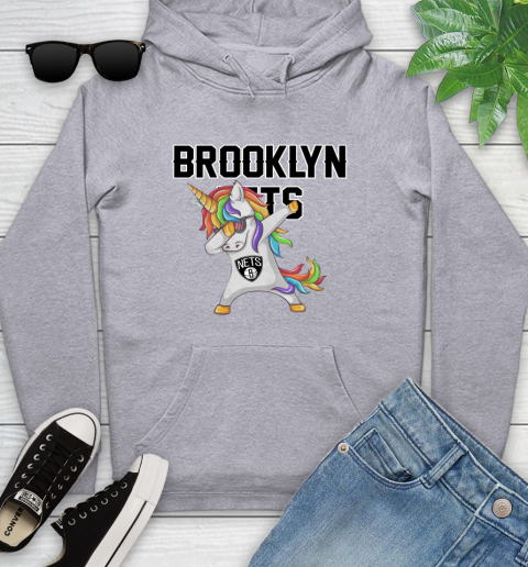 Brooklyn Nets NBA Basketball Funny Unicorn Dabbing Sports Youth Hoodie 6