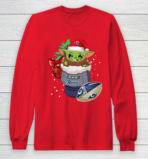 Los Angeles Rams Christmas Baby Yoda Star Wars Funny Happy NFL Long Sleeve T-Shirt 10