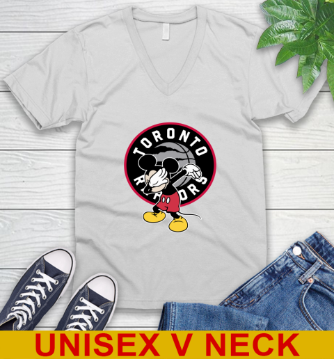Toronto Raptors NBA Basketball Dabbing Mickey Disney Sports V-Neck T-Shirt