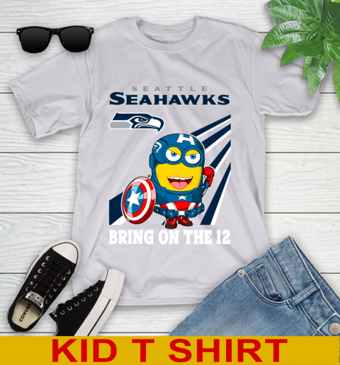 NFL Football Seattle Seahawks Captain America Marvel Avengers Minion Shirt Youth T-Shirt 4