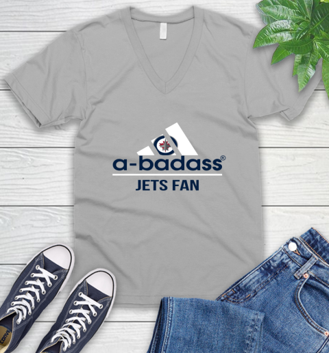 NHL A Badass Winnipeg Jets Fan Adidas Hockey Sports V-Neck T-Shirt 3