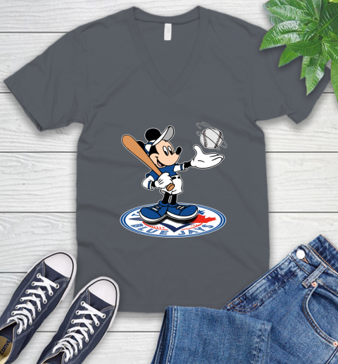 MLB Baseball Toronto Blue Jays Cheerful Mickey Disney Shirt V-Neck T-Shirt 5