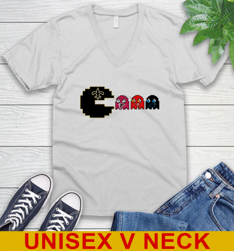 New Orleans Saints NFL Football Pac Man Champion V-Neck T-Shirt