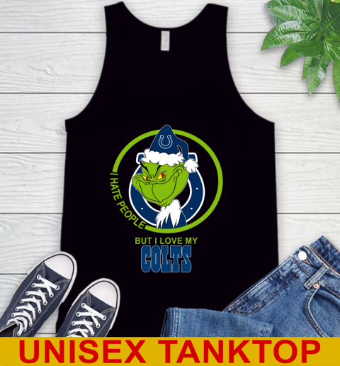 Indianapolis Colts NFL Christmas Grinch I Hate People But I Love My Favorite Football Team Tank Top 2