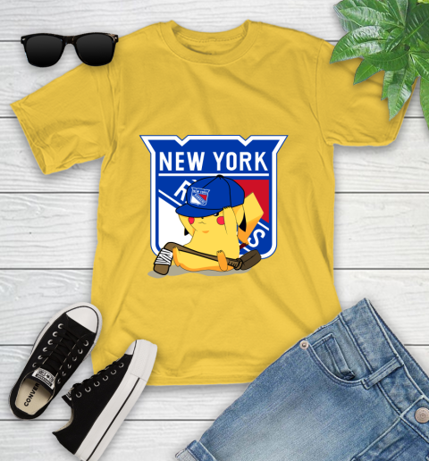 NHL Pikachu Hockey Sports New York Rangers Youth T-Shirt 8