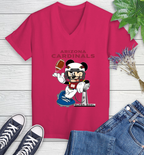 NFL Arizona Cardinals Mickey Mouse Disney Super Bowl Football T Shirt Women's V-Neck T-Shirt 9