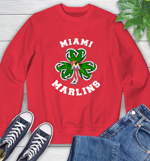 MLB Miami Marlins Three Leaf Clover St Patrick's Day Baseball Sports Sweatshirt 10