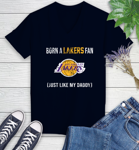 NBA Los Angeles Lakers Loyal Fan Just Like My Daddy Basketball Shirt Women's V-Neck T-Shirt 2