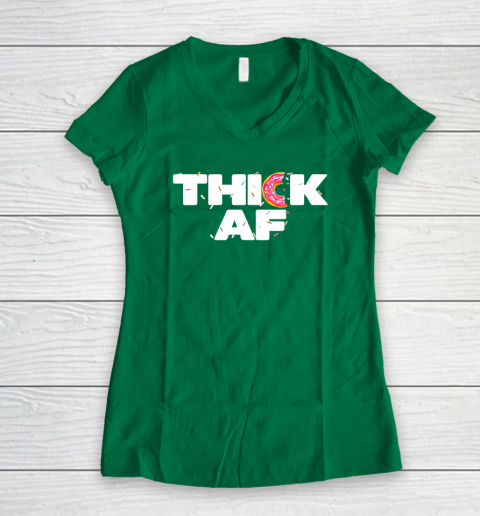 Thick AF Funny Donut Fitness Weightlifting Women's V-Neck T-Shirt 3
