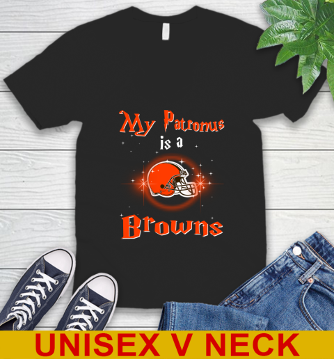 NFL Football Harry Potter My Patronus Is A Cleveland Browns V-Neck T-Shirt
