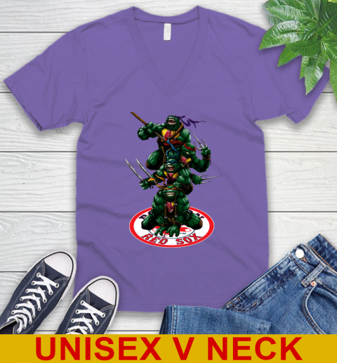 MLB Baseball Boston Red Sox Teenage Mutant Ninja Turtles Shirt V-Neck T-Shirt 9