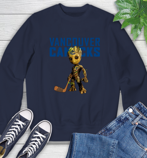 Vancouver Canucks NHL Hockey Groot Marvel Guardians Of The Galaxy Sweatshirt 3