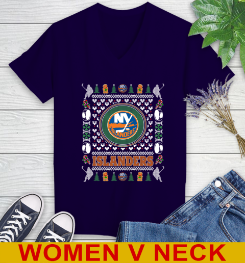 New York Islanders Merry Christmas NHL Hockey Loyal Fan Women's V-Neck T-Shirt 3