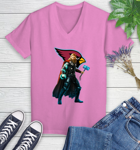 NFL Thor Avengers Endgame Football Arizona Cardinals Women's V-Neck T-Shirt 14