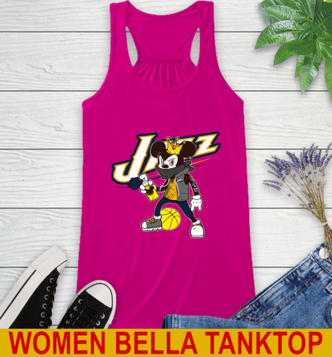 Utah Jazz NBA Basketball Mickey Peace Sign Sports Racerback Tank 8