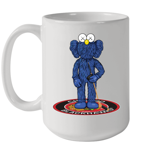 NHL Hockey Chicago Blackhawks Kaws Bff Blue Figure Shirt Ceramic Mug 15oz