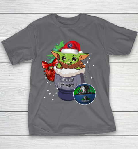 Minnesota Timberwolves Christmas Baby Yoda Star Wars Funny Happy NBA Youth T-Shirt 7