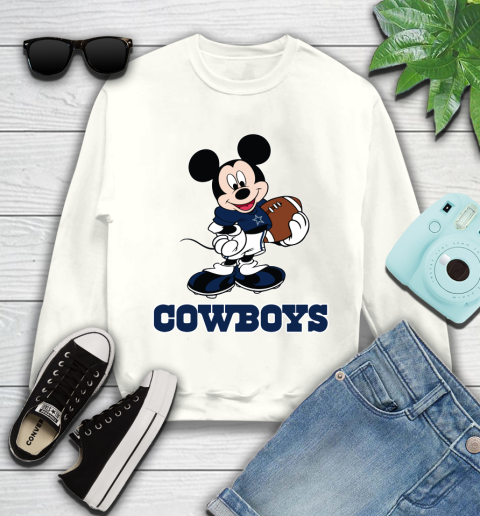 NFL Football Dallas Cowboys Cheerful Mickey Mouse Shirt Youth Sweatshirt 2