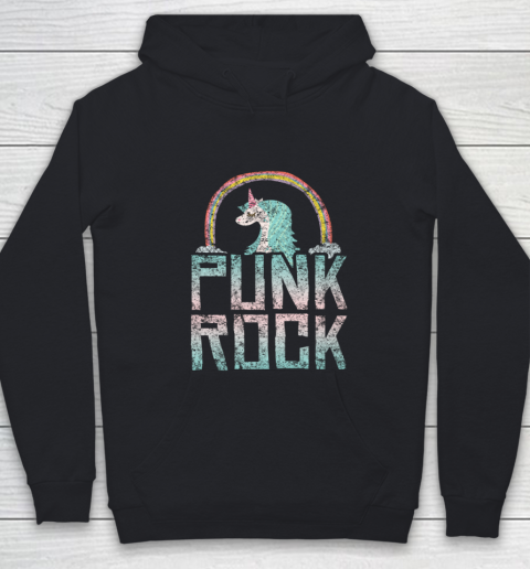Punk Rock Music Band Unicorn Rainbow Distressed Youth Hoodie