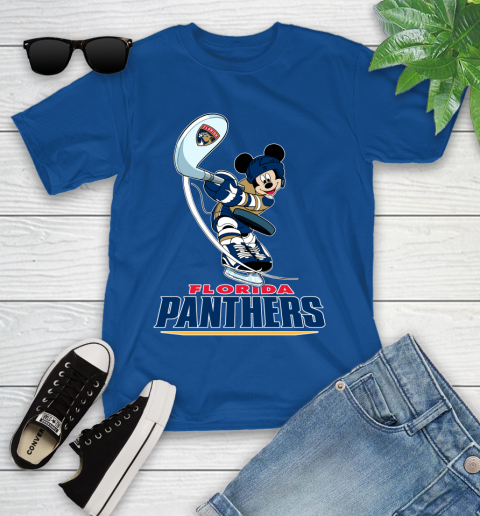 NHL Hockey Florida Panthers Cheerful Mickey Mouse Shirt Youth T-Shirt - Image 10