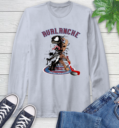 NHL Colorado Avalanche Hockey Venom Groot Guardians Of The Galaxy Long Sleeve T-Shirt 6