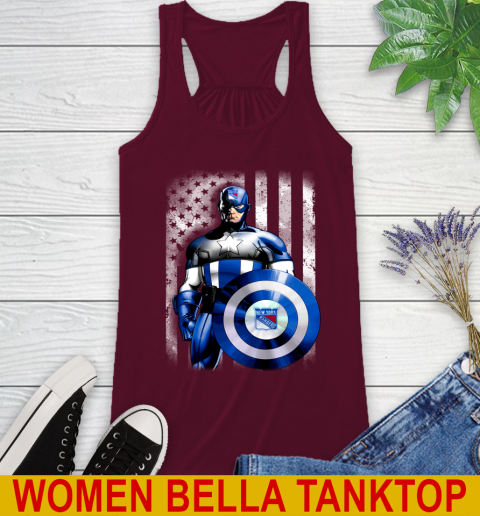 New York Rangers NHL Hockey Captain America Marvel Avengers American Flag Shirt Racerback Tank 2