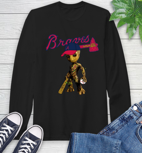 MLB Atlanta Braves Groot Guardians Of The Galaxy Baseball Long Sleeve T-Shirt 2