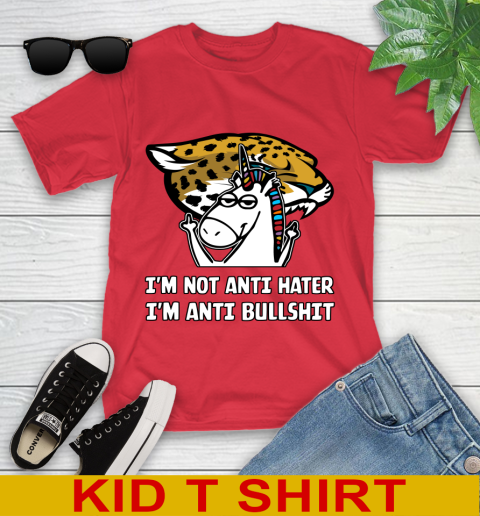 Jacksonville Jaguars NFL Football Unicorn I'm Not Anti Hater I'm Anti Bullshit Youth T-Shirt 10