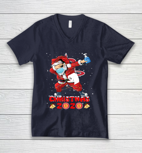 Houston Rockets Funny Santa Claus Dabbing Christmas 2020 NBA V-Neck T-Shirt 2