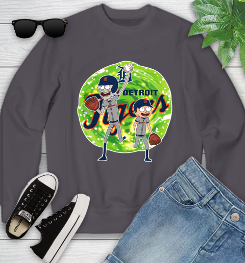 MLB Detroit Tigers Rick And Morty Baseball Sports Youth Sweatshirt 6