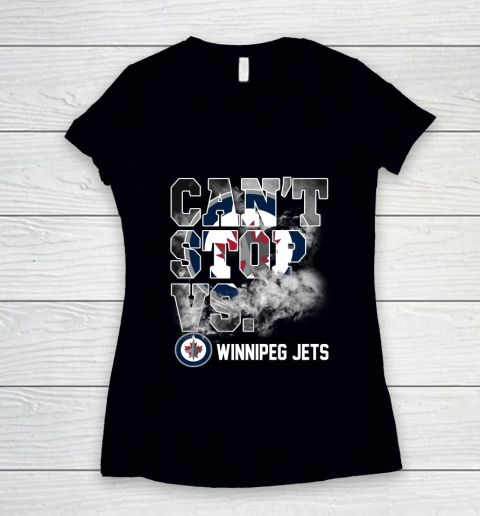 NHL Winnipeg Jets Hockey Can't Stop Vs Women's V-Neck T-Shirt