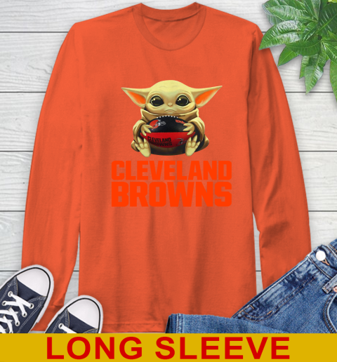 NFL Football Cleveland Browns Baby Yoda Star Wars Shirt Long Sleeve T-Shirt 5