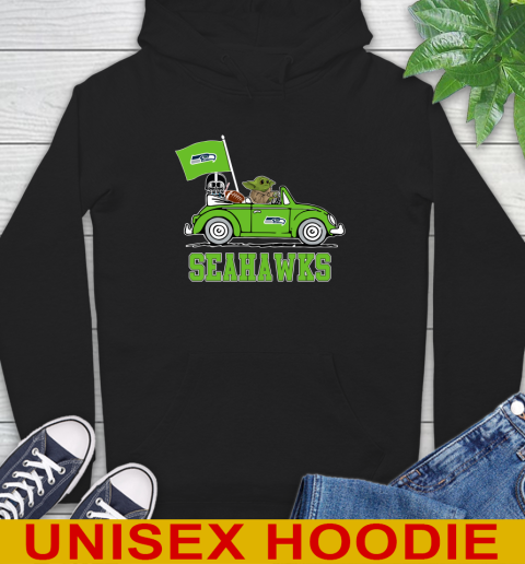 NFL Football Seattle Seahawks Darth Vader Baby Yoda Driving Star Wars Shirt Hoodie 2
